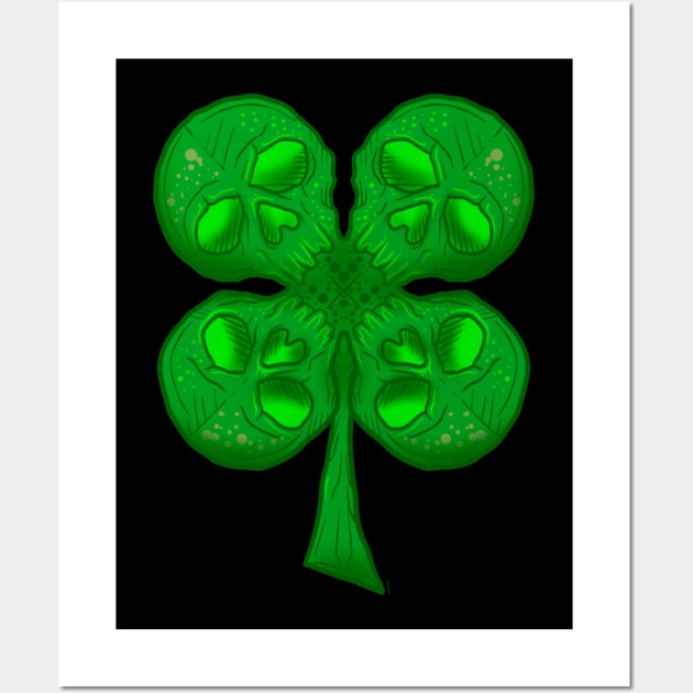 Four leaf clover skulls Wall Art by Chillateez 